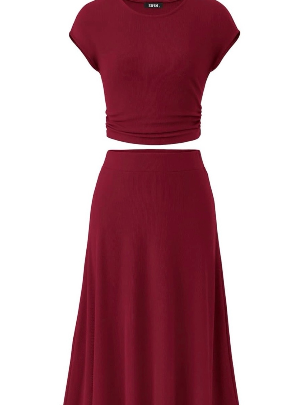 Women's Burgundy A-Line Maxi Skirt Set